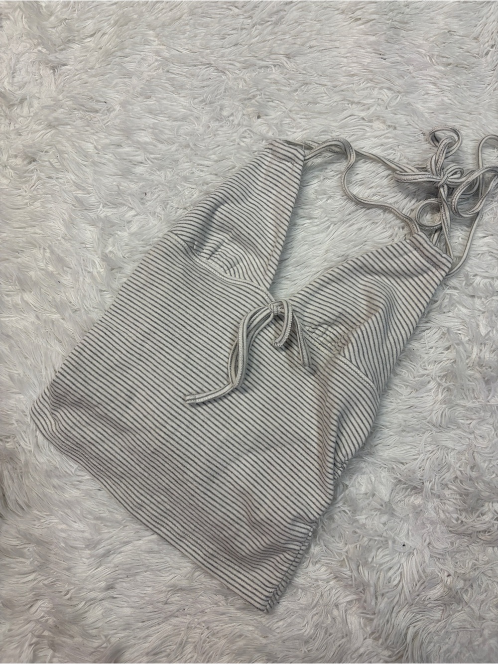 Edikted Lanai Striped Halter Top Grey & White - Picture 2 of 4